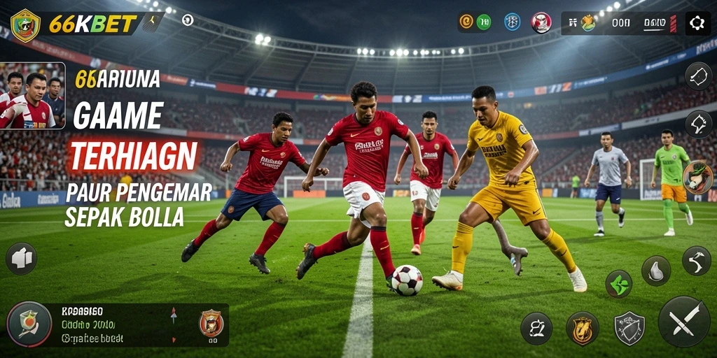 Screenshot menunjukkan momen seru dalam permainan sepak bola di 66KBET.