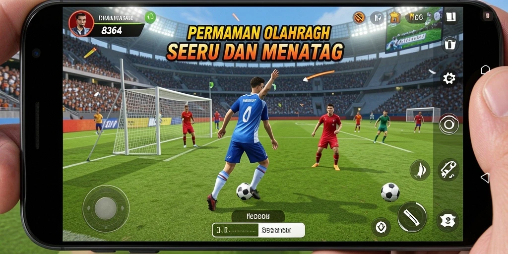 Tampilan aksi intens dalam gameplay 8364 yang menampilkan suasana olahraga nyata.