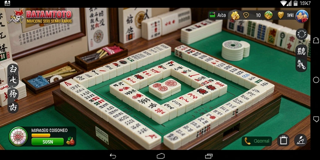 Tampilan gameplay seru dalam BATAMTOTO dengan kartu Mahjong.