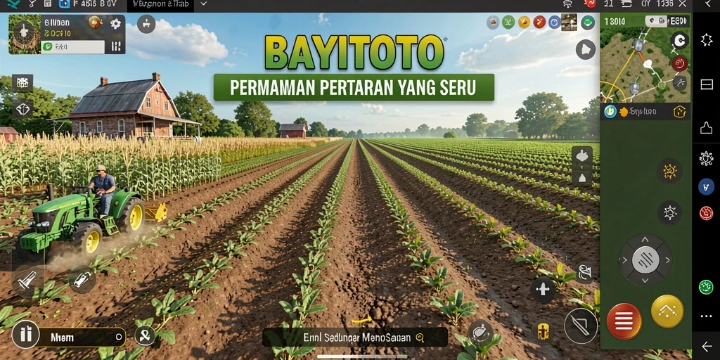 Screenshot gameplay BAYITOTO yang menampilkan ladang yang subur.