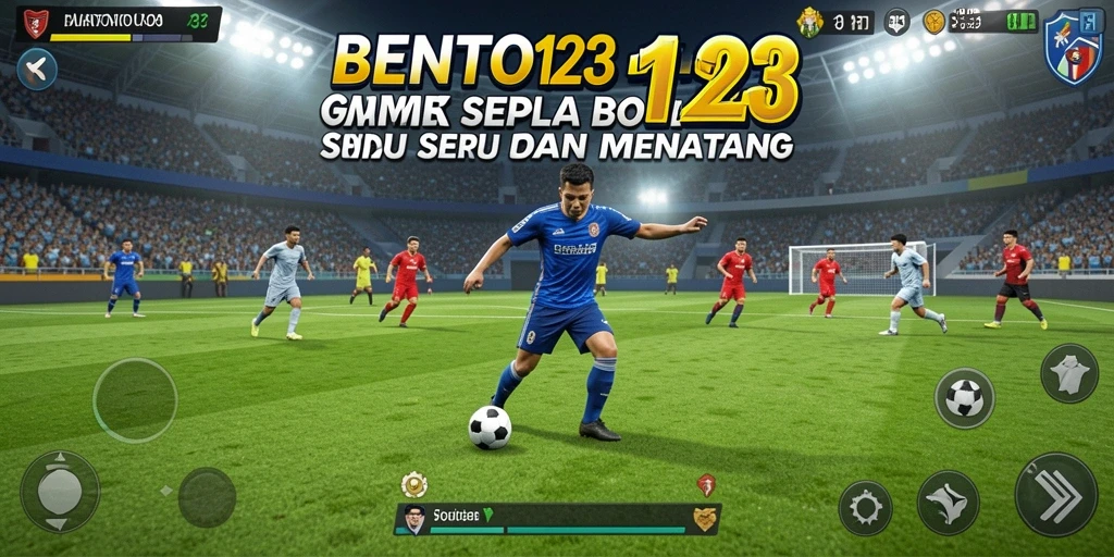 Screenshot gameplay BENTO123 yang menampilkan aksi sepak bola menegangkan.