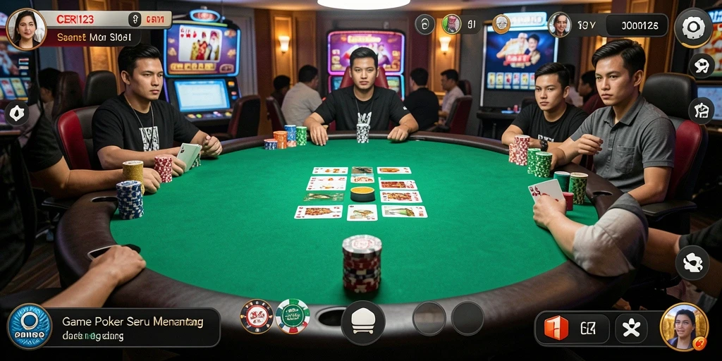 Tampilan menyenangkan gameplay Poker dalam CERI123.