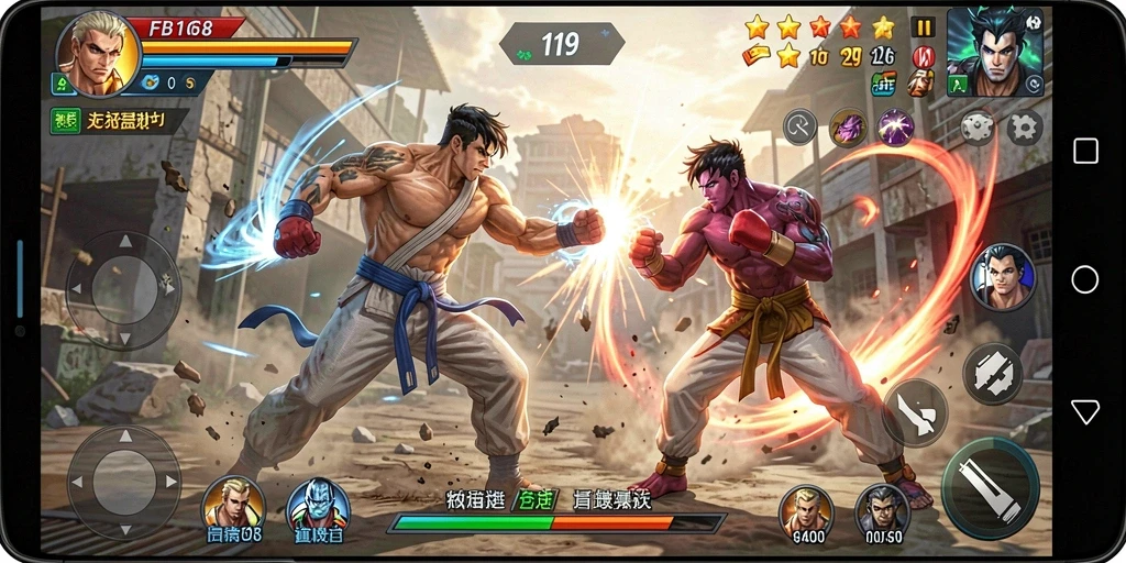 Gameplay FB168 menampilkan aksi pertarungan yang dinamis dan seru.