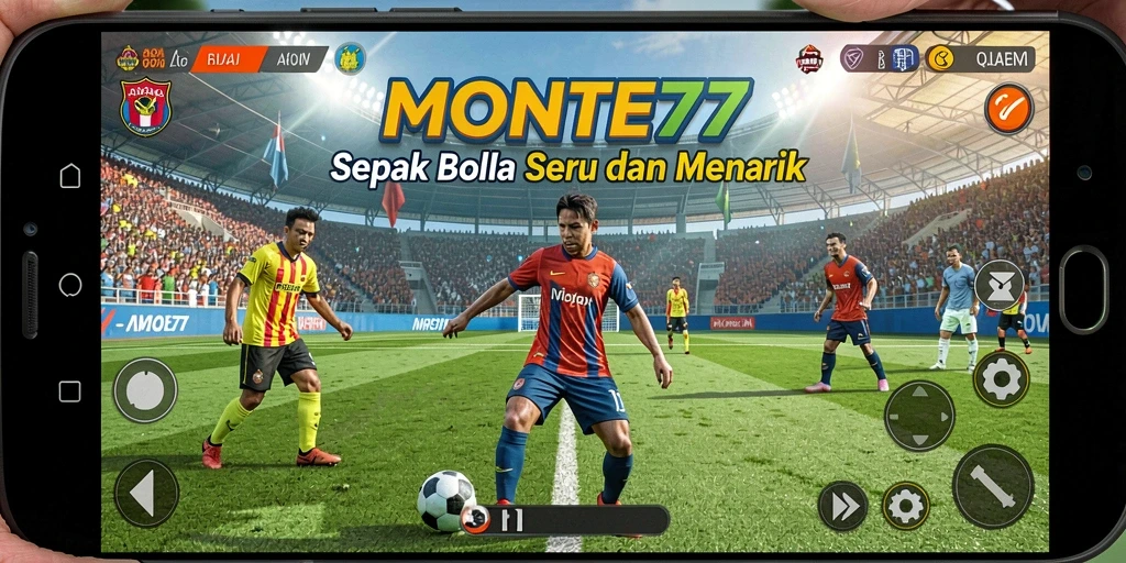Tampilan gameplay <strong>MONTE77</strong> yang seru dan mendebarkan di lapangan sepak bola.