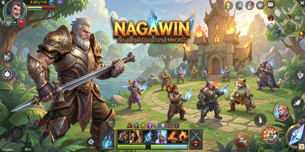 Screenshot gameplay NAGAWIN menampilkan pertarungan epik antar pemain.