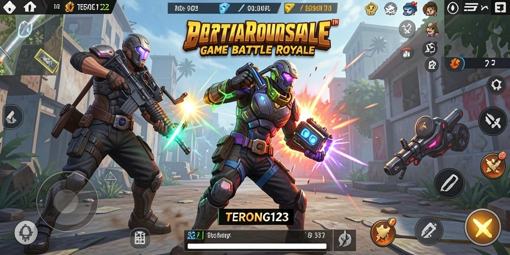 Tampilan gameplay seru dari TERONG123 dalam mode Battle Royale.